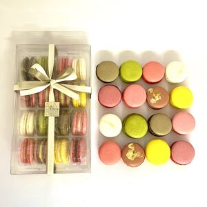 sechzehn Macarons klassisch und winterlich